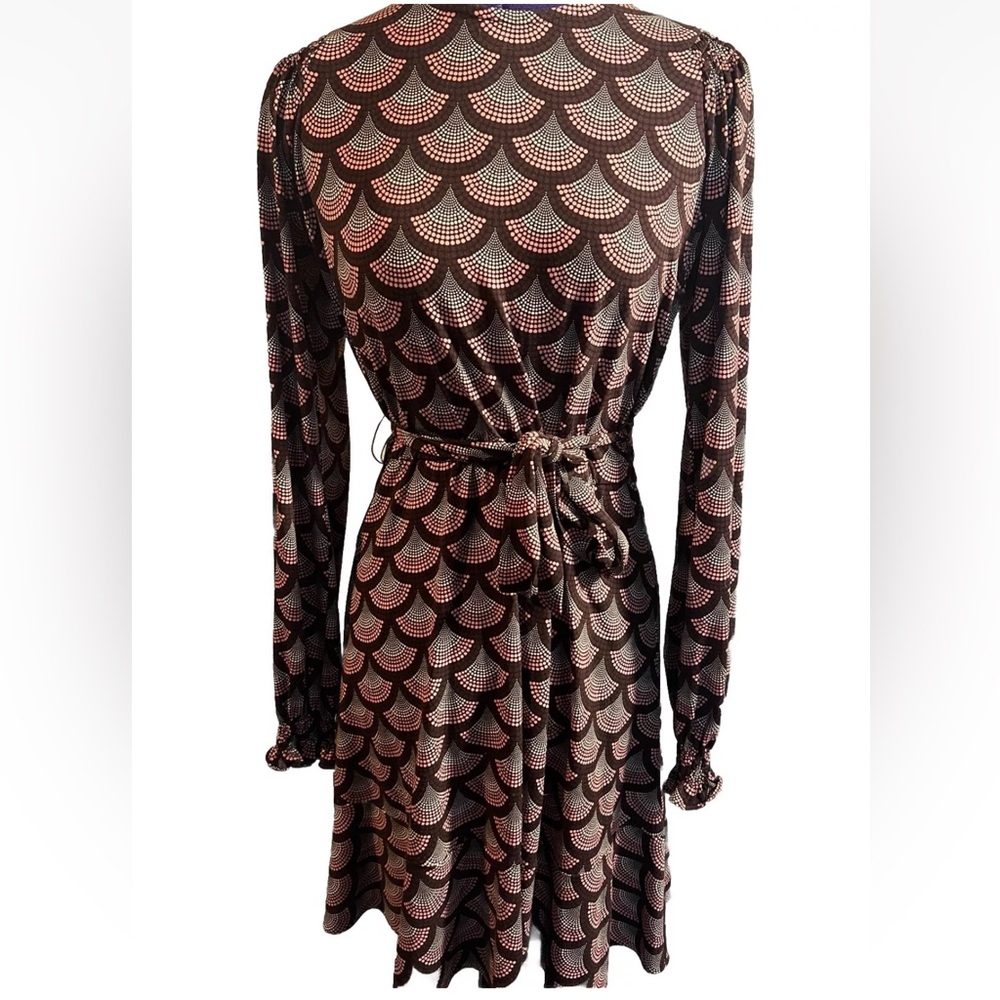 Michael Kors long sleeve purple geometric knee length dress small